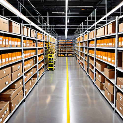 Home 6 **
A vibrant, well-organized Amazon fulfillment center, showcasing diverse products neatly stacked on shelves. Focus on the efficiency and global reach, maybe with subtle hints of international packaging. Emphasize the "Amazon Prime" branding subtly in the background. Could use warm, inviting lighting.
**