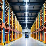 RFID와 물류 관리 - **Prompt 1: The Automated Heart of a Modern Warehouse with RFID**
"A wide-angle shot inside a va...