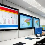 선적 서류 및 B L Bill of Lading - A detailed scene inside a modern logistics office in a Spanish-speaking country, showing professiona...